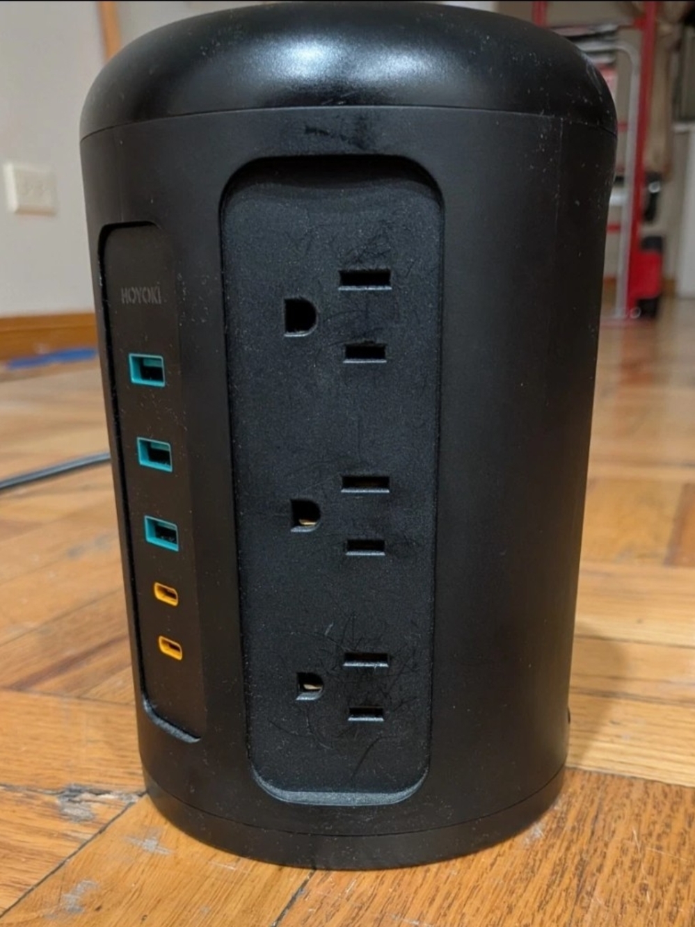 Black Tower Power Strip with USB Charging Ports